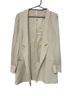 LADYMADE ベージュ テーラードジャケット ロング丈 袖シースルー