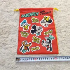★新品未使用★ディズニー 巾着袋 ミッキー &フレンズ 27.5×21cm