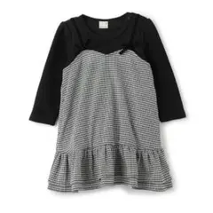 黒と白のチェック柄七分袖ワンピース 90サイズ