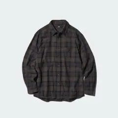 ユニクロ フランネルチェックシャツ ダークブラウン
