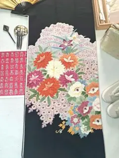 美品❇️有名作家手描友禅暈し染め 黒留袖比翼仕立て 5つ紋 フル