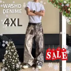 ウォッシュドデニム リアルツリー 4XL バギーパンツ ワイドパンツ カモフラ