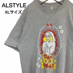 90's US古着 ゆるだぼ ドクロ アルスタイル tシャツ 半袖 グレー XL