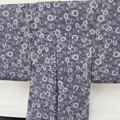 k*m様 小紋 古典柄の可愛い染め 裄65 車輪模様 ちりめん 正絹 i-397