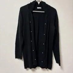 アクシーズファム♡縦パール使いロングカーデ♡黒♡羽織り