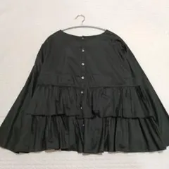 ピュアルセシン 前後2WAY 2段ティアード ギャザー ブラウス ブラック 黒