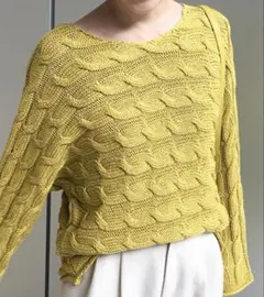大変美品　LOUNIE ケーブルニット からし色