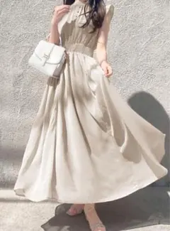 GRL ／ 楊柳シフォンフリルフレアワンピース　Mサイズ