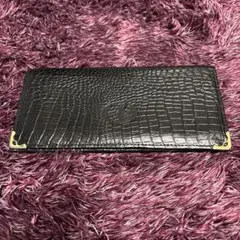 ⭐️激安　クロコダイル風 ブラックレザー 長財布