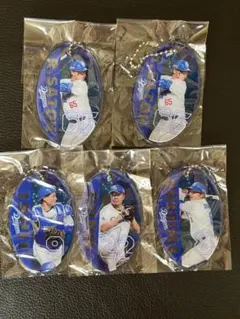 選手写真付きオーバル型キーホルダー5個セット