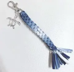 【b】ブルーデニム シルバー スター タッセル キーホルダー ブルー ホワイト グレー デニム タッセルキーホルダー シルバー ムーン