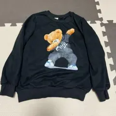 SHEIN クマ プリント トレーナー ブラック 122cm