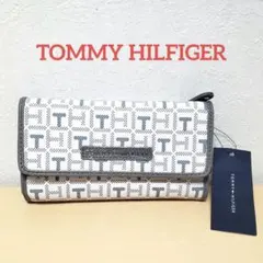 【新品未使用】TOMMY HILFIGER 長財布 ロゴパターン ホワイトのサムネイル