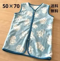 フリースベスト　スリーパー　ロボット柄　ブルー