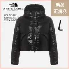 新品☆ノースフェイス グロッシー ダウンジャケット 黒 ショート丈 フード L