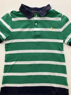 ポロ・ラルフ・ローレン 緑と白ストライプ ポロシャツ〔130〕