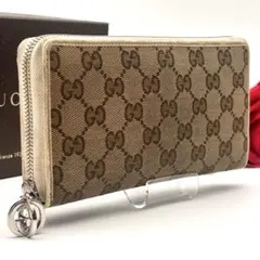 GUCCI グッチ GG キャンバス 長財布 インターロッキング チャーム 良品