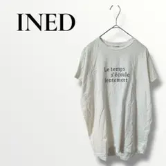 INED イネド　フランス語プリント Tシャツ ホワイト　綿100 Mのサムネイル