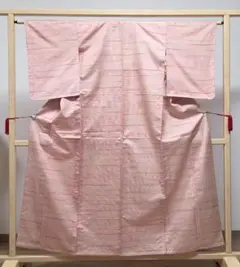 A◆着物くつろぎ 単衣 亀甲模様 麻の葉 ドット 正絹 小紋 着物 79