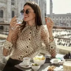 ZARA⭐︎オーガンジー⭐︎シースルー⭐︎ボウタイブラウス