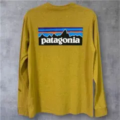 美品 パタゴニア P-6ロゴ 長袖Tシャツ 38518 マスタード メンズS 黄