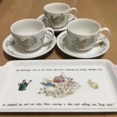 WEDGWOODピーターラビット　カップ＆ソーサー3客　サンドイッチプレート1枚