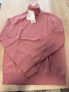 ユニクロ カシミヤ100% タートルニット Lピンク 新品タグ付