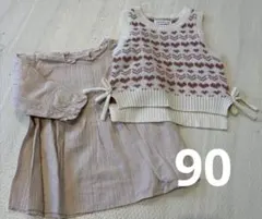 ベビー mamaraku ハート柄 ニットベスト シャツ 90cm