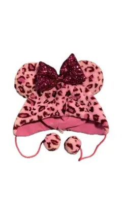 ディズニーランド ミニーファンキャップ レオパード ヒョウ柄 ピンク