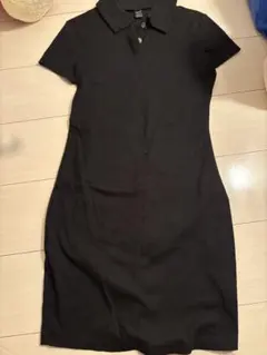 SHEIN ブラック ポロシャツ半袖ミニワンピース S