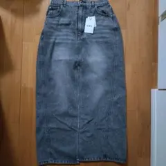 GRL フロントスリットデニムスカート　黒