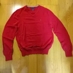 Tommy Hilfiger Vネックセーター レッド　コットン