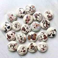 ウッドボタン☆子犬☆木製ボタン　20個セット