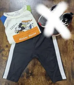ミッキーTシャツ とパンツ 80 ミッキースニーカー 2点セット　セットアップのサムネイル