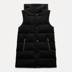 【新品】ZARA パフベスト ブラック Sサイズ ZARA】ロング丈パフベスト ブラック | 3046/230 (ZARA/ダウン