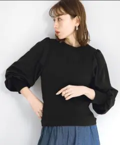 URBAN RESEARCH 『WEB限定』パフスリーブコンビプルオーバー　黒
