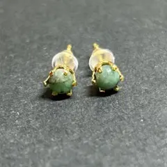 SP83 天然石 パワーストーン ステンレス スタッドピアス エメラルド 小粒