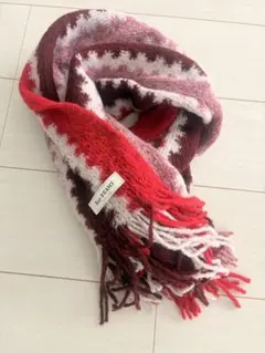 Ray BEAMS ストライプマフラー 赤色