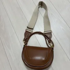 ZARA キャンバスステッチクロスボディバッグ ブラウン