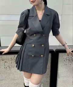 サイドプリーツミニワンピース