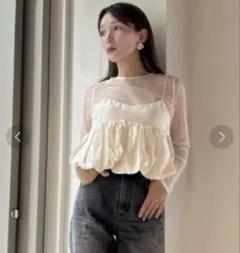 新品タグ付‼️SNIDEL ペプラムチュールトップス スナイデル