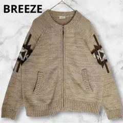 ニットジャケット ネイティブ柄 ベージュ キッズ 130 140 BREEZE