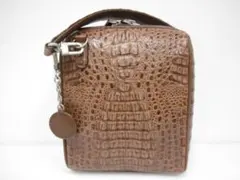 32/美品 クロコ×レザー ハンドバッグ ミニハンドバッグ