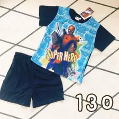 新品★MARVELスパイダーマン半袖パジャマ 130男の子 男児　青紺マーベル
