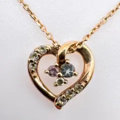 し*認様 【4℃】ゴールド オープンハート ストーン付ネックレス