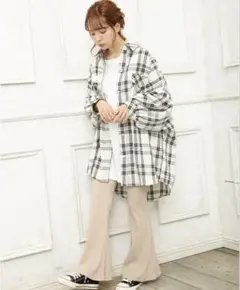 ゆったり チェック柄BIGチュニック チェックシャツ レディース服 INGNI