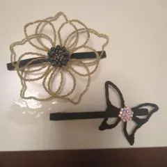 花と蝶のデザイン ヘアピンセット