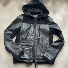 MURUA ムルーア　フード付きブラックレザージャケット　本革