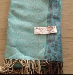 Pashmina カシミヤ100 レオパード柄 ミントグリーン、ターコイズ系