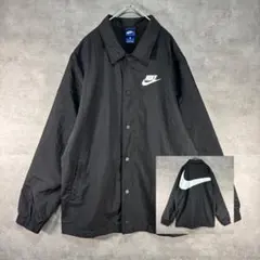 90s NIKE ブラック ホワイトナイロンコーチジャケット 白タグ 古着